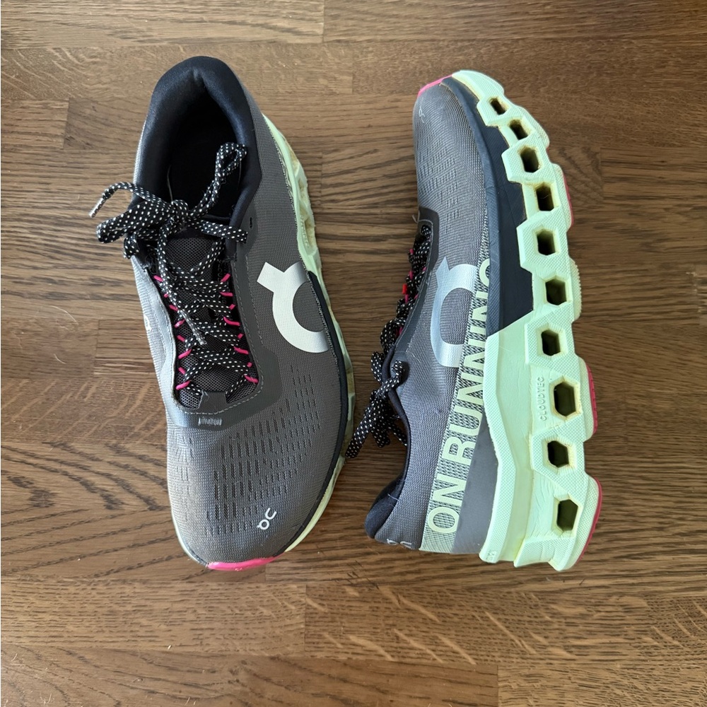 On Running Women's Gray and Pink Athletic Shoes